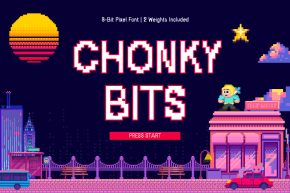 Chonky Bits: A Playful Pixel Typeface for Handmade Makers